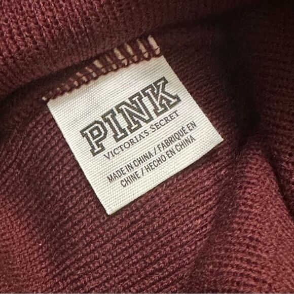 Victorias Secret PINK Burgundy Pom knit Hat - Picture 3 of 6